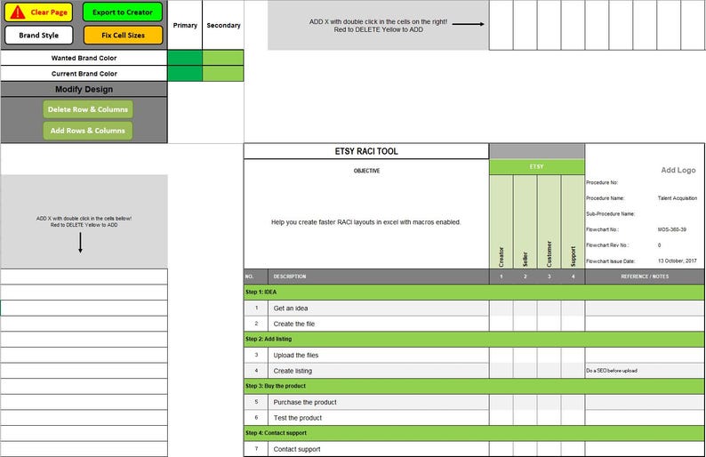 Excel RACI Diagram Tool | VBA Automation Workflow Builder (single User ...