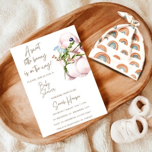 Convite para chá de bebê editável, lindo e elegante modelo canva moderno para chá de bebê, convite minimalista para bebê, modelo de convite para festa com revelação de gênero