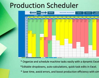 Programador de producción / Plantilla de Excel para programación de máquinas / Planificador de tareas / Hoja de cálculo para gestión del flujo de trabajo / Descarga digital / Ilimitado