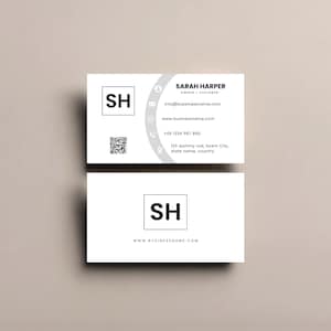QR code business card with logo, canva template QR code card, calling card qr code template instant download, info business card template
