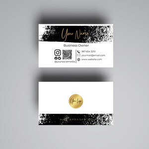 QR code business card with logo, canva template QR code card, calling card qr code template instant download, info business card template