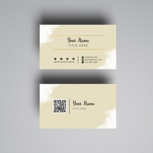 Editable QR code business card, canva template QR code card, diy calling card qr code template instant download, info business card template