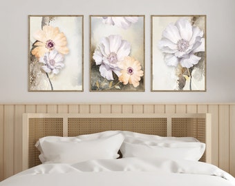 Set of 3 floral wall print, beautiful floral wall art, printable wall art, bedroom wall art, wall art print, abstract floral art, wall decor
