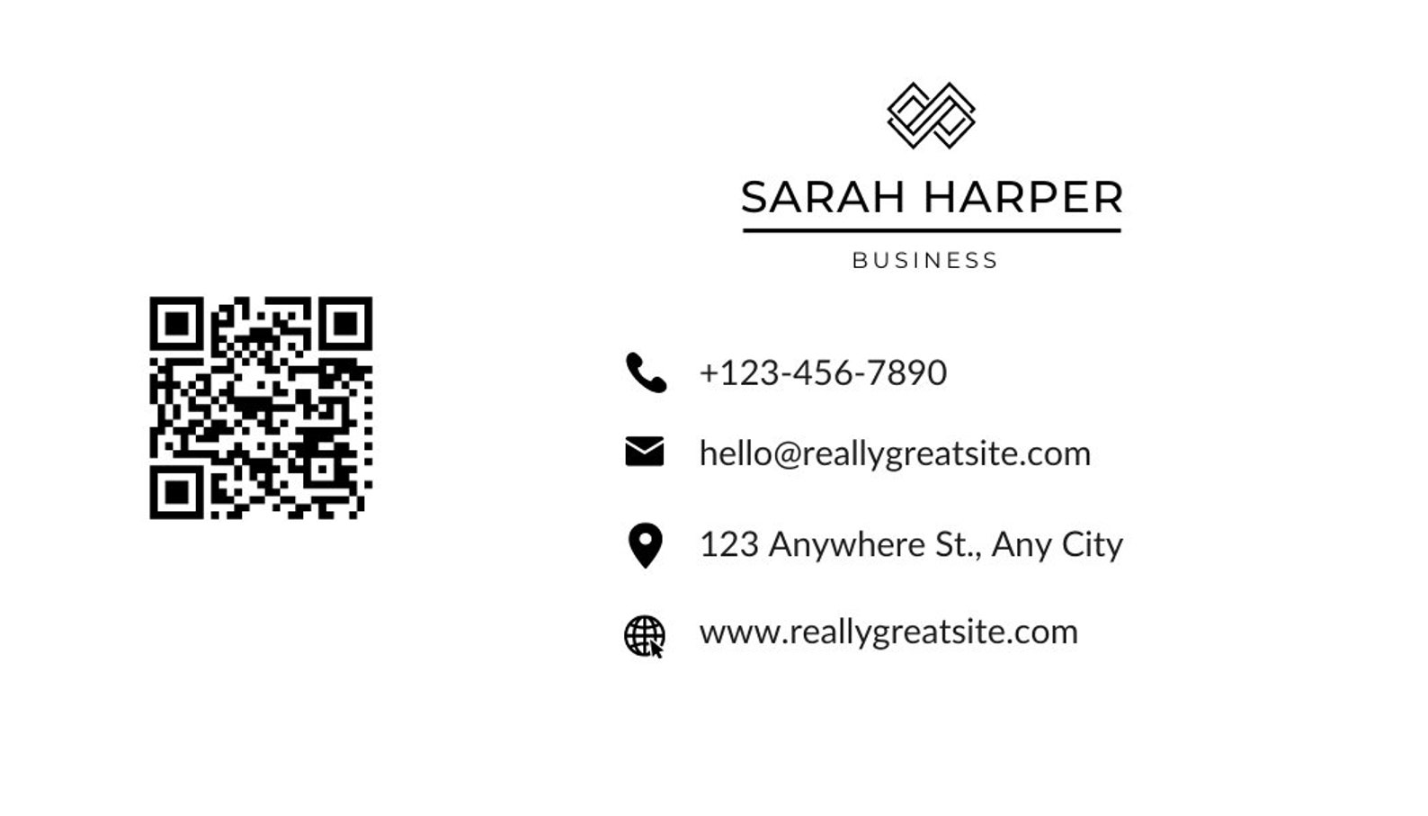 QR Code Business Card With Logo, Canva Template QR Code Card, Calling ...