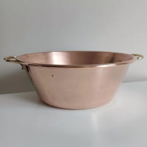 Vintage French Copper Jam Pan with Brass Handles Copper Basin Copper Saucepan Cooking Confiture Jam Pan Pot Copperware Rustic Kitchen Decor image 3