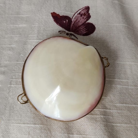 Vintage Sea Shell Trinket Box with Brass • Pill Box • Ring Holder • Clam Shell Snuff Box • Jewellery Trinket Storage • Gift Idea