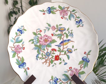 Lovely Aysley Pembroke Bone China Serving Plate Dinner Plate Cake Plate Vintage items Floral Print with Blue Bird Gold Trim