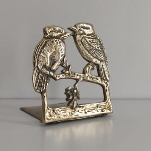 Vintage Brass Bookend with Pair of Birds on a Branch / Book Holder / Library Shelf Decor / Nature Lover Gift image 6