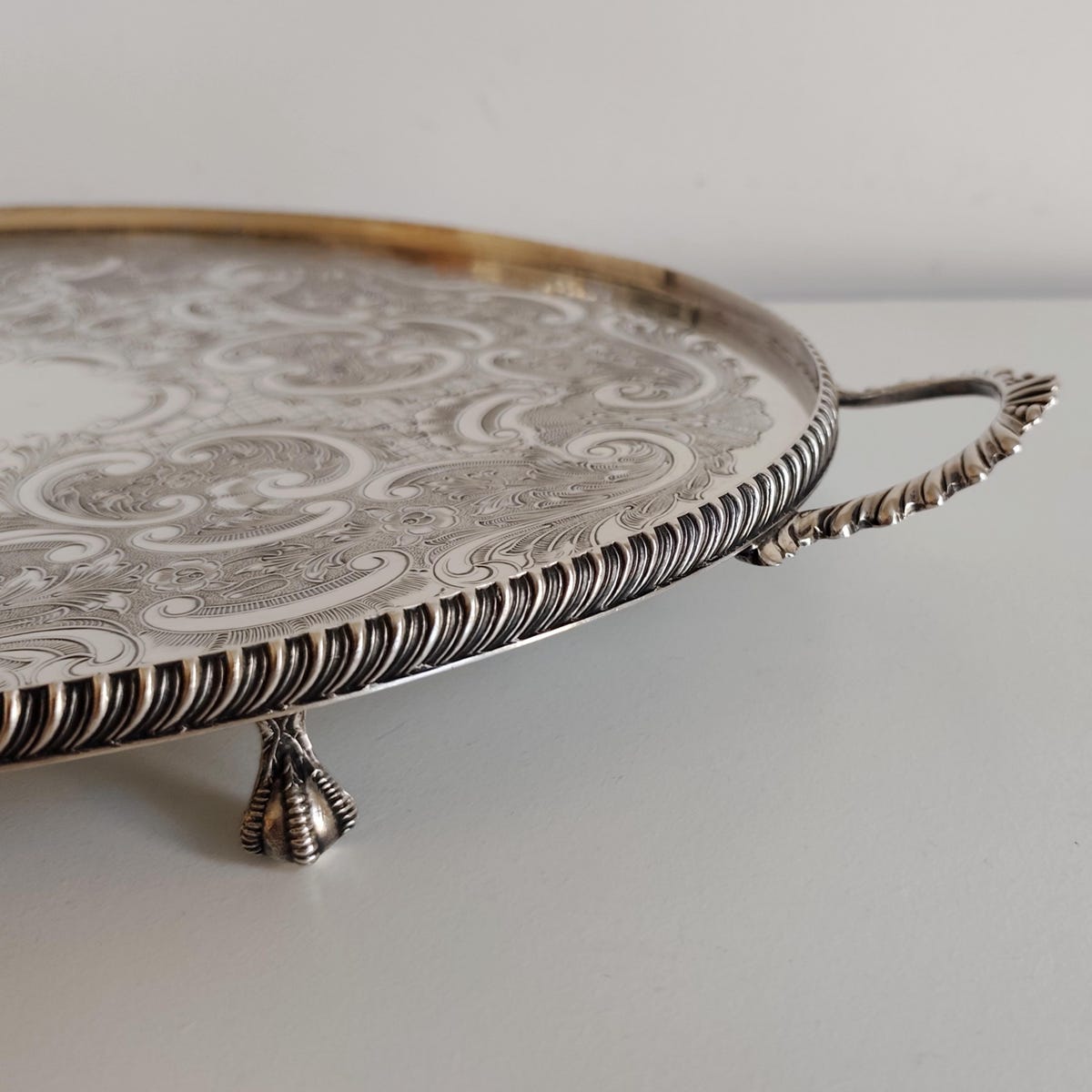 Vintage English Silver-plated Oval Serving Tray | Salver With Claw Feet and Handles – Tea Table Setting - Etsy