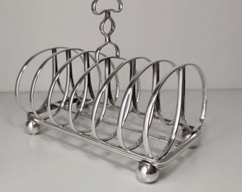 Antique Large English Silver Plated Toast Rack for 6 Slices  / Table Setting Toast Holder / English Breakfast Server