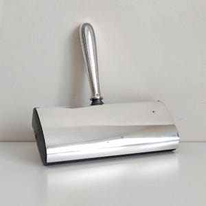 Vintage CHRISTOFLE Silver Plated Manual Table Crumb Brush Sweeper with Handle Silent Butler Mechanical Crumb Catcher for Tablecloth Utensils