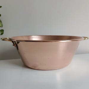 Vintage French Copper Jam Pan with Brass Handles Copper Basin Copper Saucepan Cooking Confiture Jam Pan Pot Copperware Rustic Kitchen Decor image 5