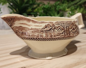 Antique Gravy Boat by Myott Son&Co Hanley England's Countryside, c.1930
