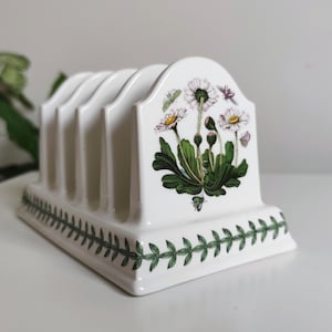 Soporte para tostadas o cartas de cerámica vintage del Jardín Botánico Portmeirion para 4 rebanadas Soporte para tostadas con diseño floral Soporte para tostadas o sobres de cerámica