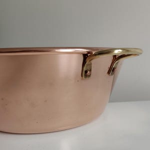 Vintage French Copper Jam Pan with Brass Handles Copper Basin Copper Saucepan Cooking Confiture Jam Pan Pot Copperware Rustic Kitchen Decor image 10