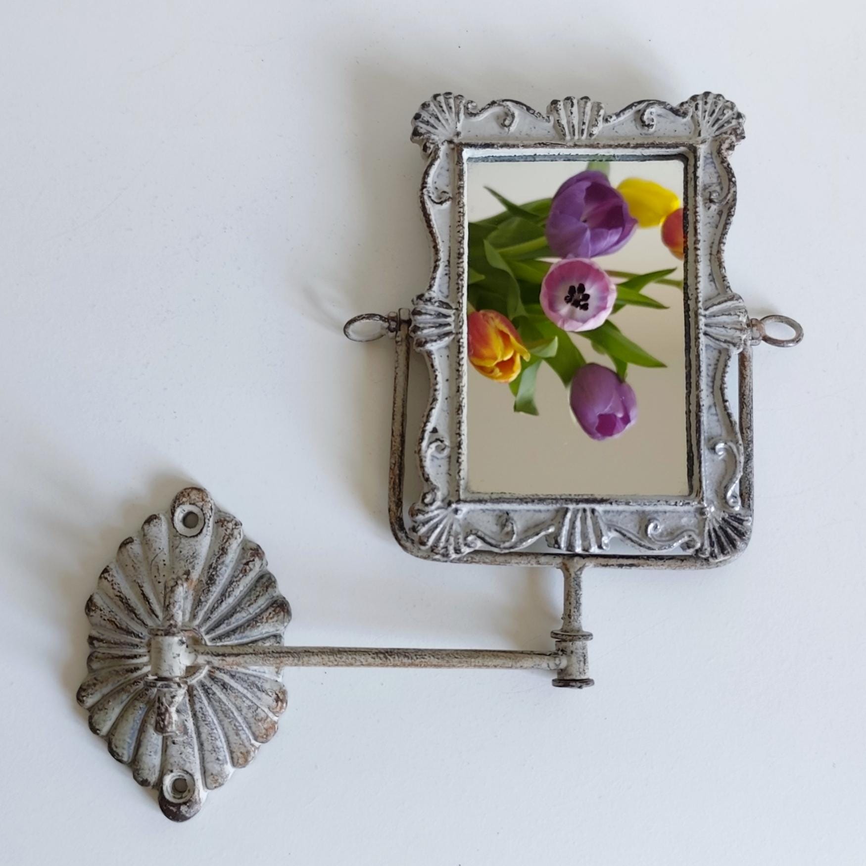 Antique Style Wall Mounted Swing Arm Mirror Vintage Metal Wall Mirror Bathroom Mirror Vanity Mirror