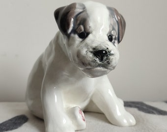 Rare USSR Konakovo ZIK Faience Factory Puppy Figurine Vintage Russian Porcelain Dog Figurine Collectible Figurine