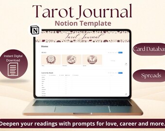 Tarot Notion Vorlage | Digitales Tarot-Journal, Tarotkarten-Basis, tägliche Kartenlegung & Tarot-Spreads