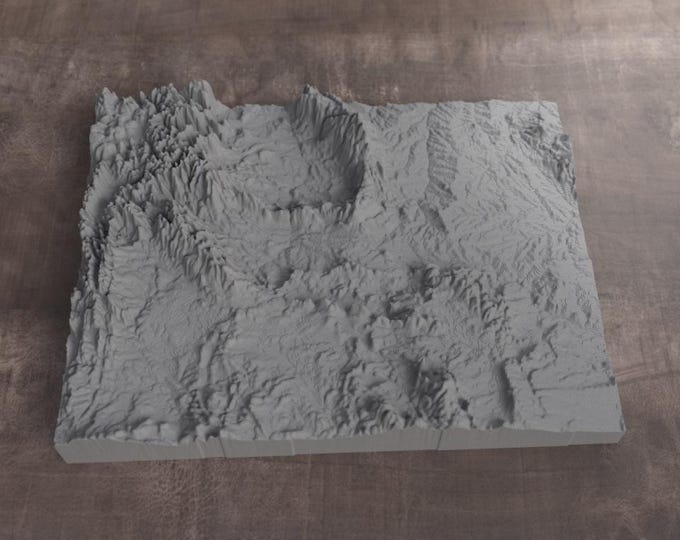 3D Printed Topographic Relief Map | Wyoming | Tactile Terrain Model