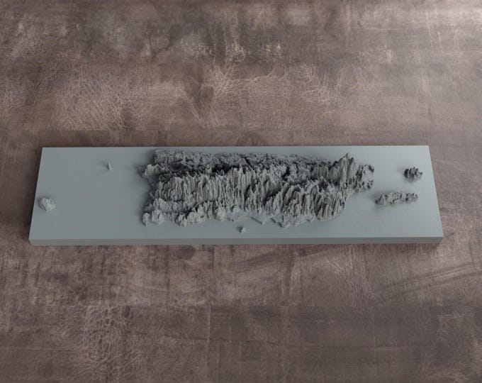 3D Printed Topographic Relief Map | Puerto Rico | Tactile Terrain Model