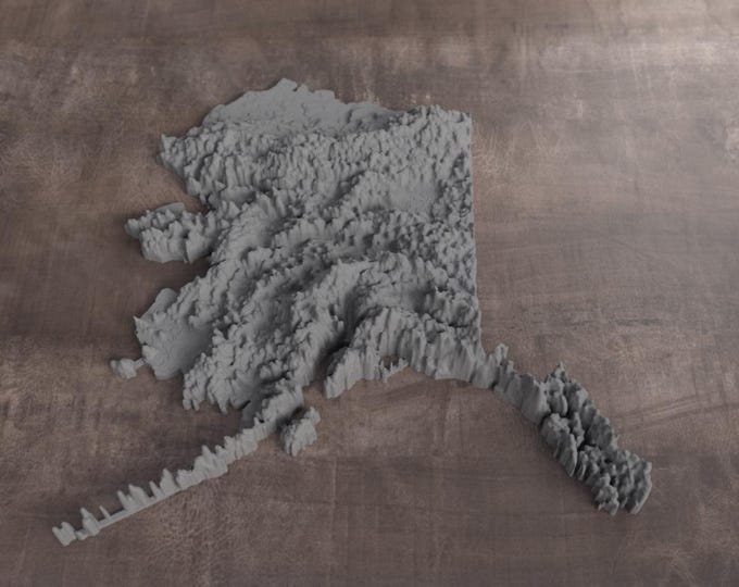 Alaska | 3D Printed Topographic Relief Map | Tactile Terrain Model