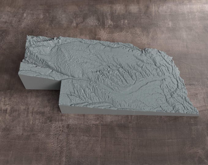 Nebraska | 3D Printed Topographic Relief Map | Tactile Terrain Model