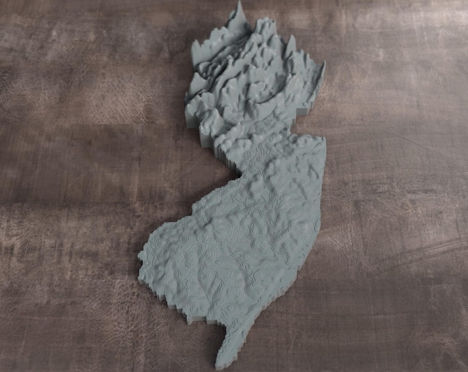 New Jersey | 3D Printed Topographic Relief Map | Tactile Terrain Model