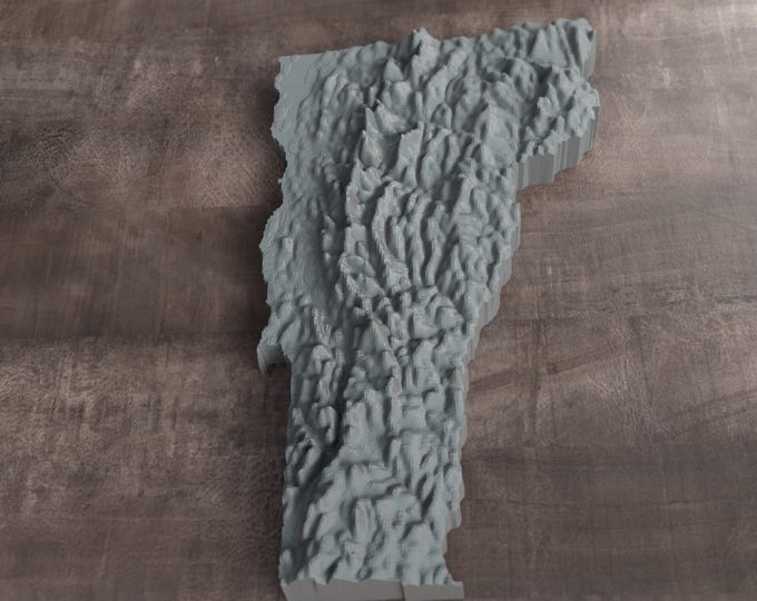 3D Printed Topographic Relief Map | Vermont | Tactile Terrain Model