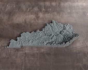 Kentucky | 3D Printed Topographic Relief Map | Tactile Terrain Model