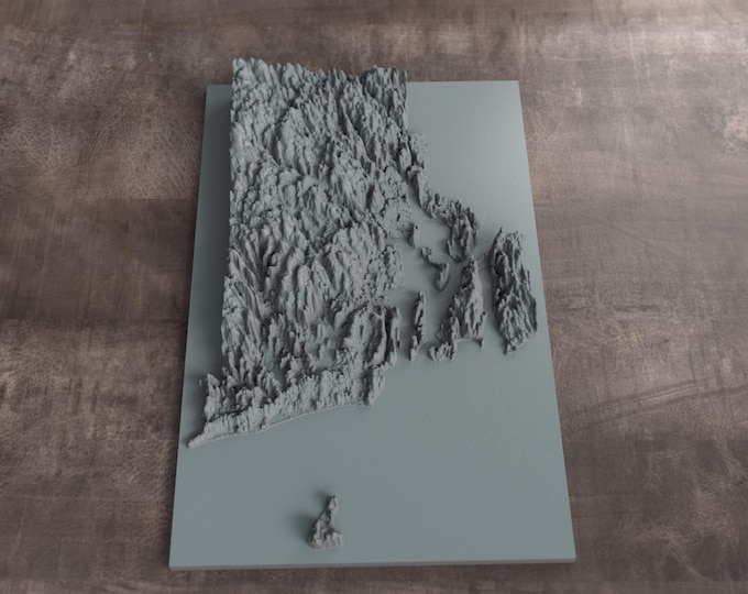 Rhode Island | 3D Printed Topographic Relief Map | Tactile Terrain Model