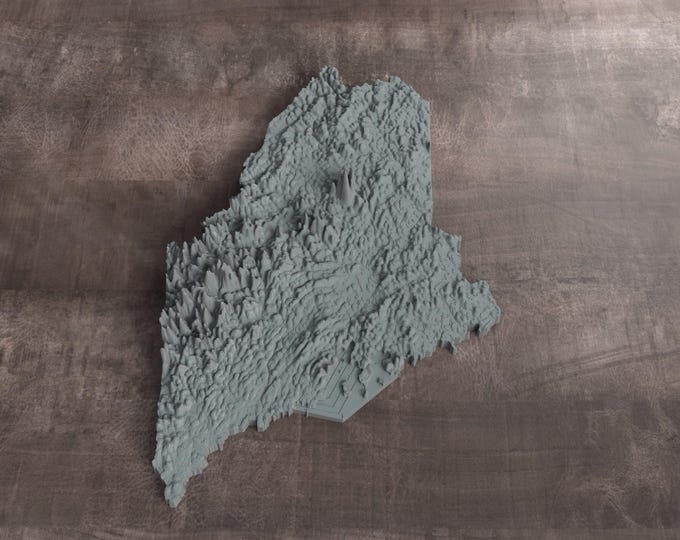 Maine | 3D Printed Topographic Relief Map | Tactile Terrain Model