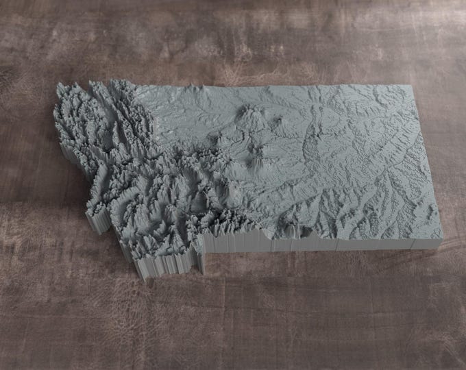 Montana | 3D Printed Topographic Relief Map | Tactile Terrain Model