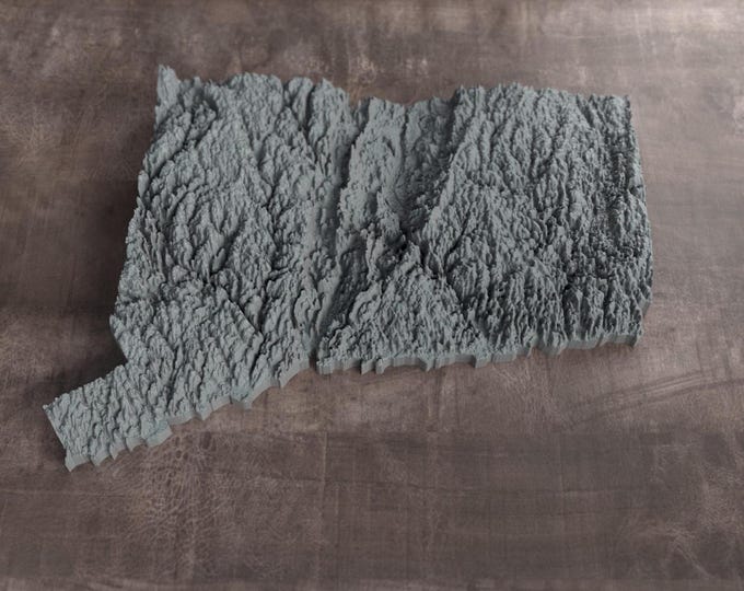 Connecticut | 3D Printed Topographic Relief Map | Tactile Terrain Model