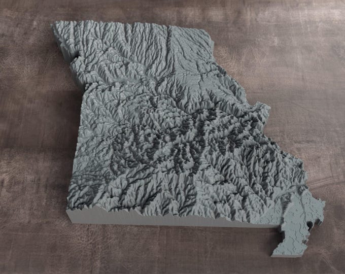 Missouri | 3D Printed Topographic Relief Map | Tactile Terrain Model