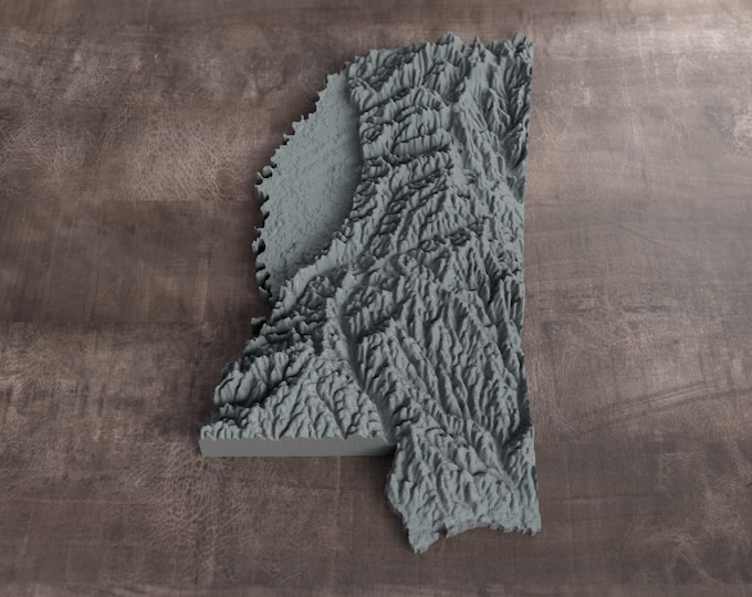 Mississippi | 3D Printed Topographic Relief Map | Tactile Terrain Model