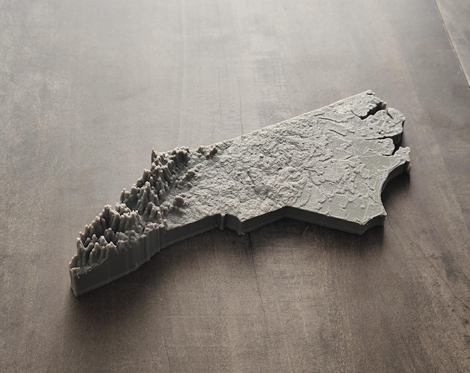 North Carolina | 3D Printed Topographic Relief Map | Tactile Terrain Model