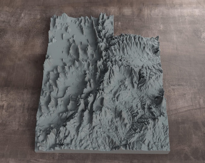 3D Printed Topographic Relief Map | Utah | Tactile Terrain Model