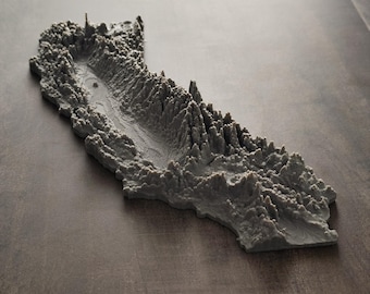 California | 3D Printed Topographic Relief Map | Tactile Terrain Model