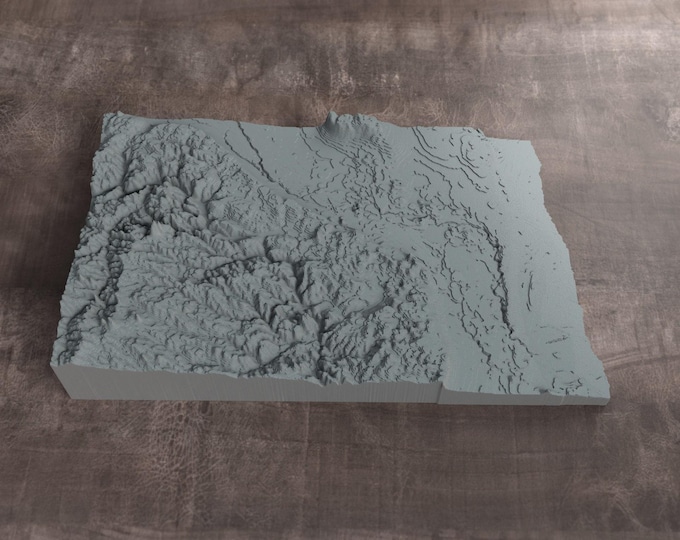 North Dakota | 3D Printed Topographic Relief Map | Tactile Terrain Model