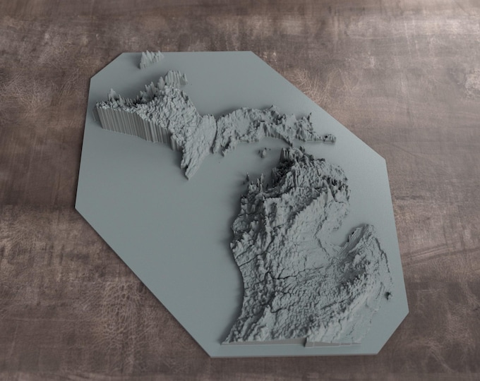 Michigan | 3D Printed Topographic Relief Map | Tactile Terrain Model