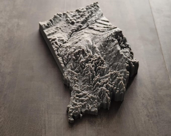 Indiana | 3D Printed Topographic Relief Map | Tactile Terrain Model