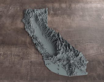 3D Printed Topographic Relief Map | California | Tactile Terrain Model