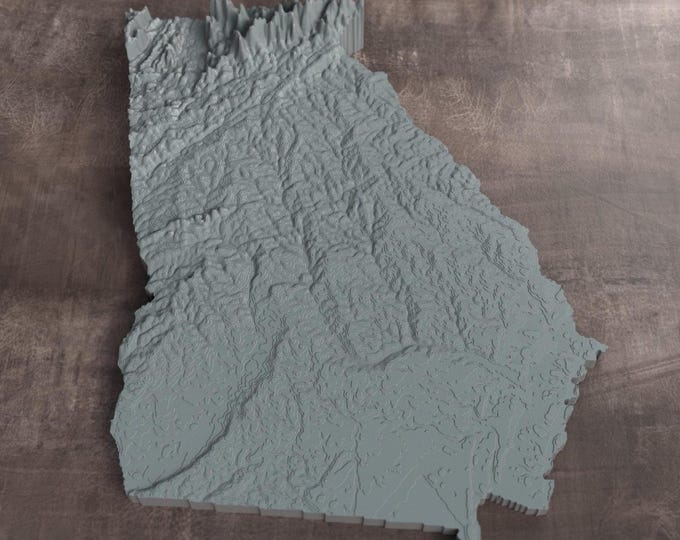 Georgia | 3D Printed Topographic Relief Map | Tactile Terrain Model