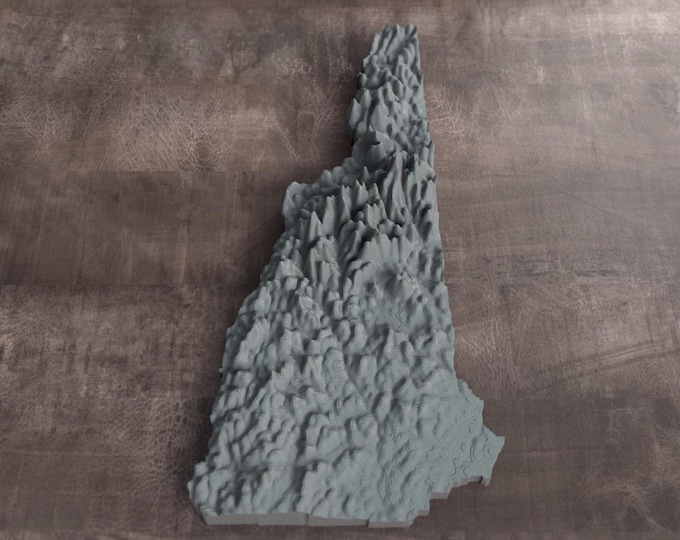 New Hampshire | 3D Printed Topographic Relief Map | Tactile Terrain Model