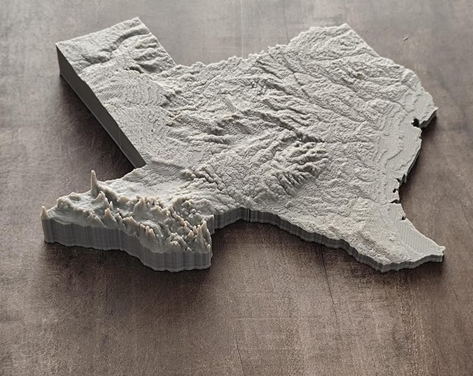 Texas | 3D Printed Topographic Relief Map  | Tactile Terrain Model