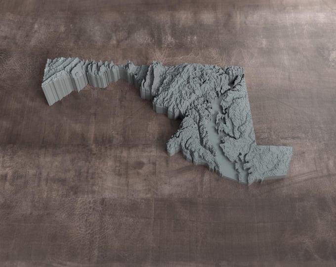 Maryland | 3D Printed Topographic Relief Map | Tactile Terrain Model