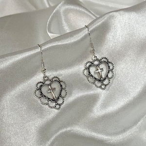 Crucifix Heart earrings
