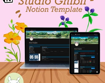 2025 Aesthetic Studio Ghibli Notion Template, Ultimate Productive Dark Mode Life Planner, All In One Digital Orginazation For All Goals