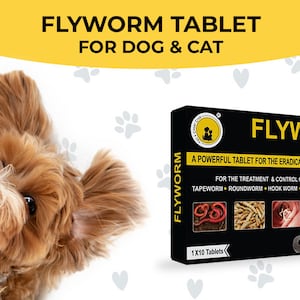 FLYWORM Herbal Dewormer for Dog Cat Tapeworm Roundworm Hookworm Whipworm Ayurved