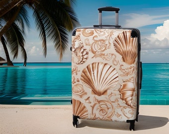 Rose Gold Seashell Suitcase Set - Rose Gold Luggage, Luggage, Rose Gold Suitcase Set, Women's Suitcase, Seashell Luggage, TSA Approved Lock